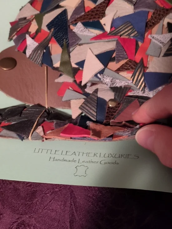 Artisan Handmade Patchwork Leather Necklace and 2 Bracelets Set Multicolored - Picture 2 of 11